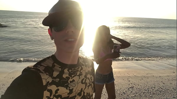Aiden and astronaut lady at the beach