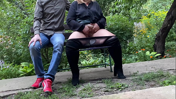 Hot MILF masturbates and squirts in the park