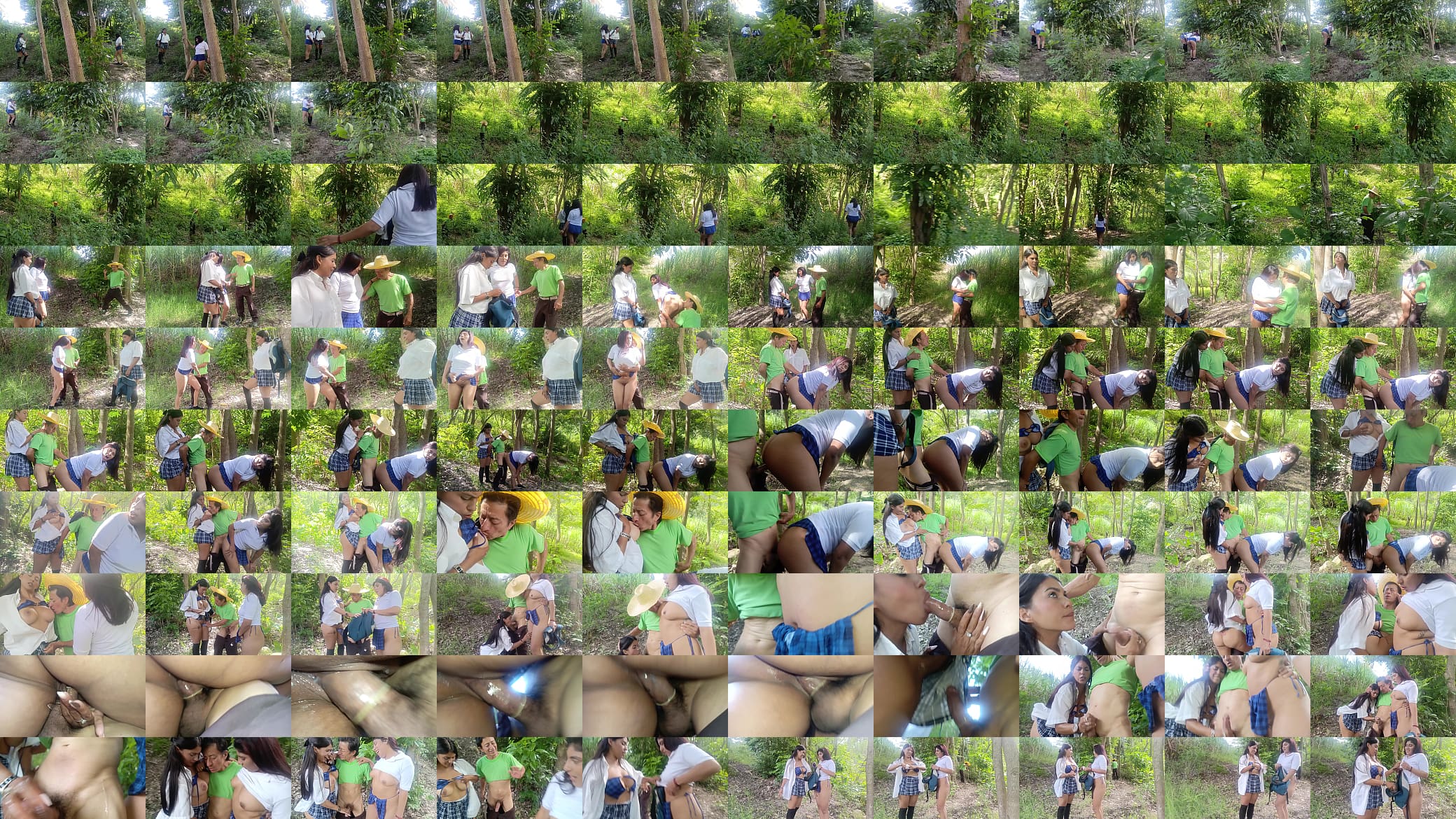 Two beautiful students in uniform get lost in the woods and meet a perverted old man and end up having an outdoor threesome 预览图