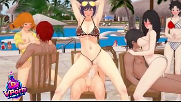 Teen party turns into group sex on the beach