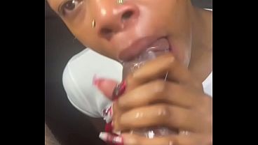 Sexy Ebony Throat Queen Sucking Spitty Sloppy Big Dick