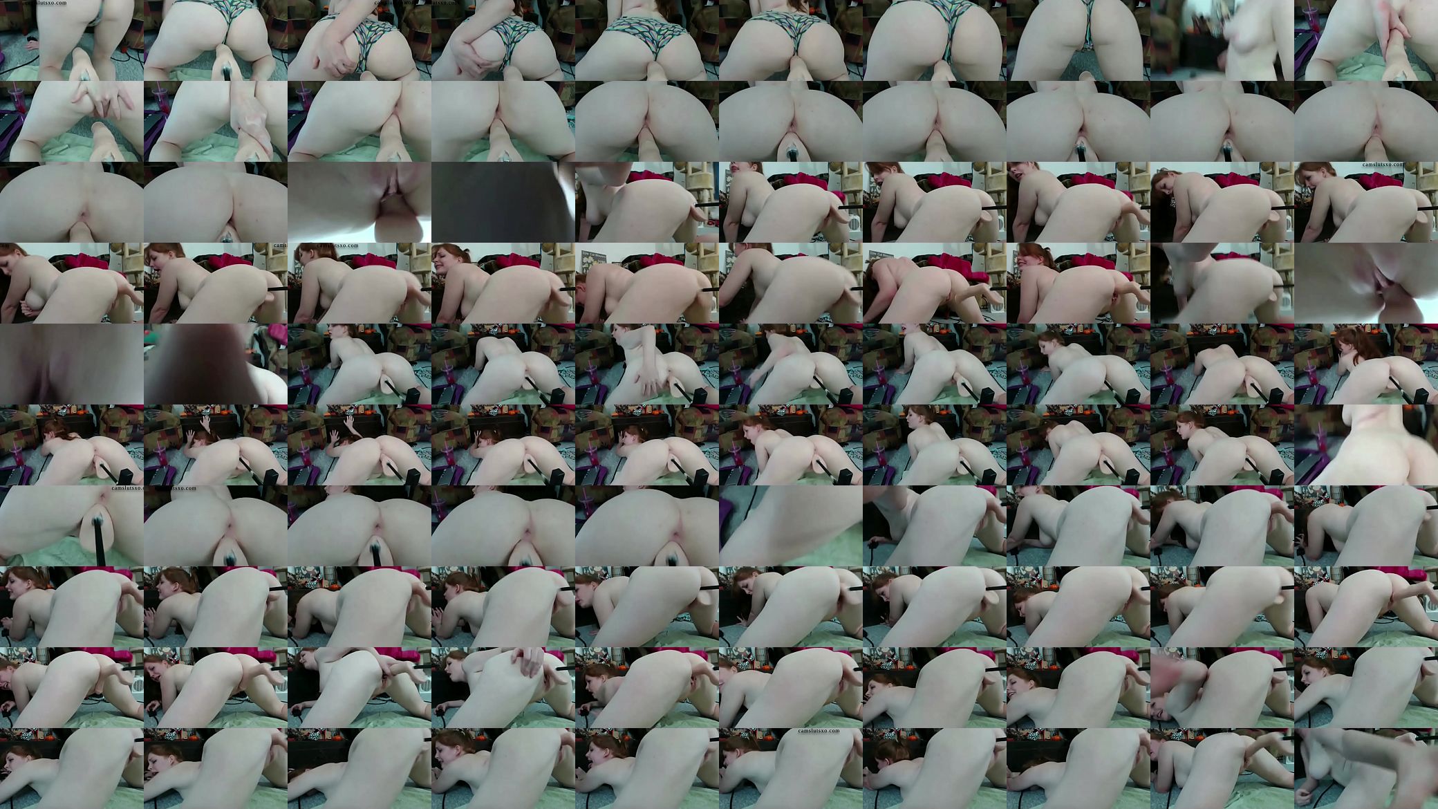 Redhead Camgirl Squirts Multiple Times on Sex Machine 预览图