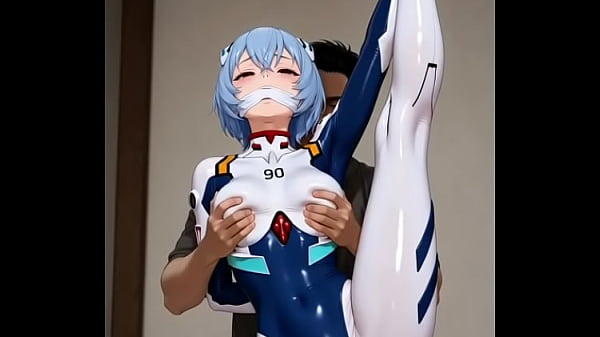 Rei Ayanami got one leg hanged high by rope