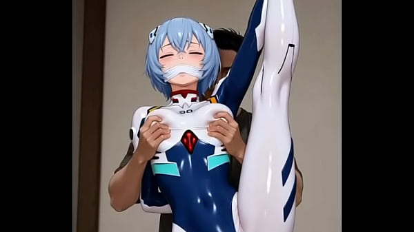Rei Ayanami got one leg hanged high by rope