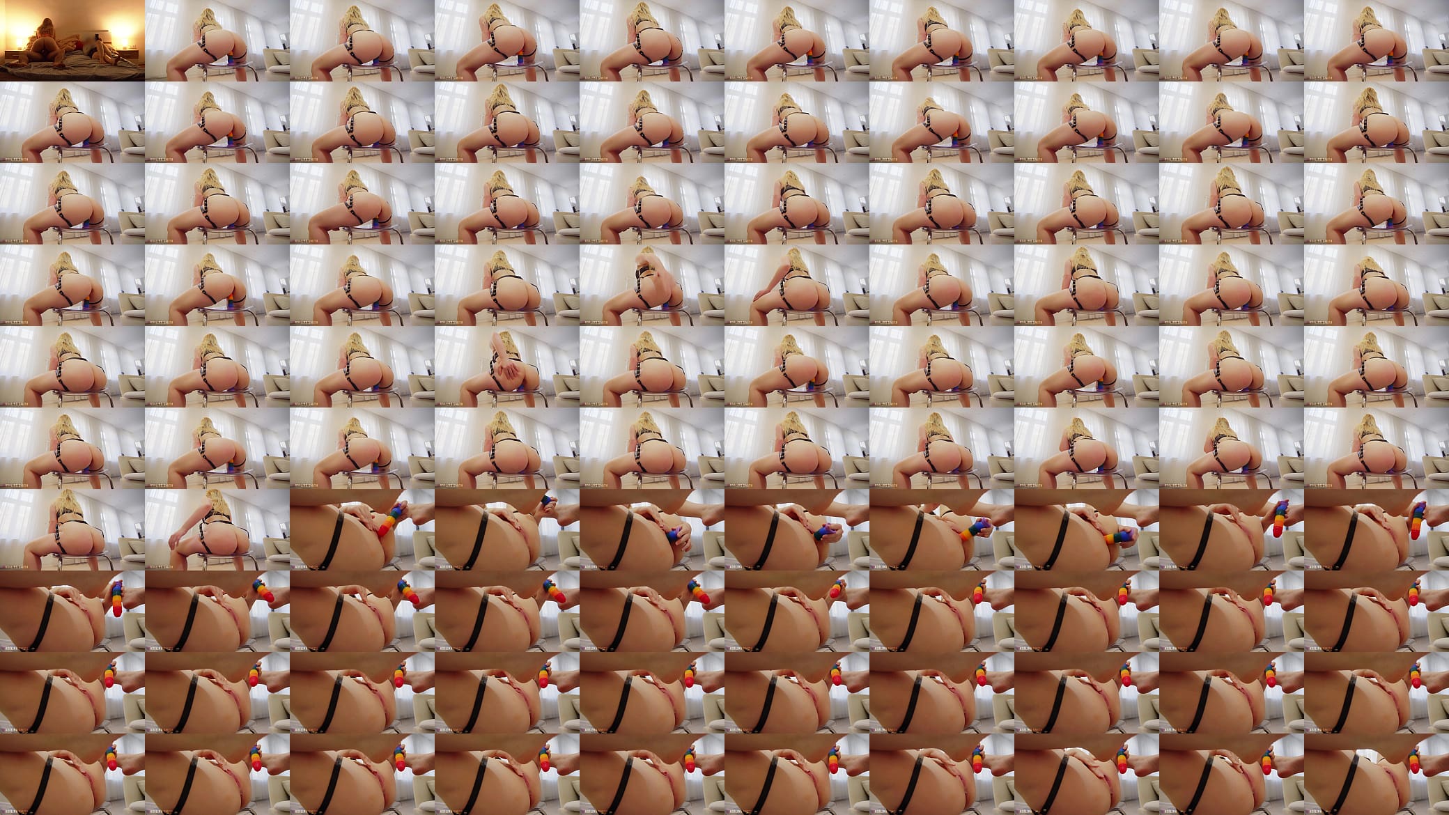 Big butt blondie shaking her ass and riding dildo on a plexi chair 预览图
