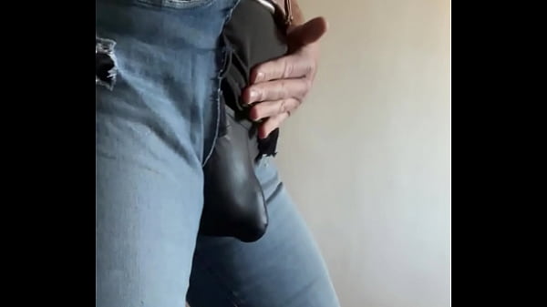 Jeans and leather jerking till the end