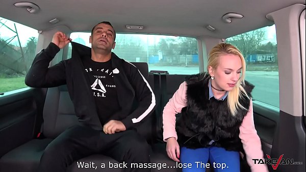 Traveling blonde make deal with stranger and fuck his big cock in driving car