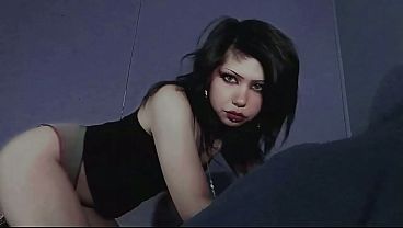 Goth Latina masturbates uncensored while wearing see-through panties.