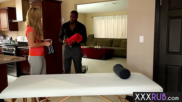 Dirty MILF Madelyn Monroe sucking dick after she massage big black cock