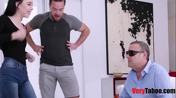 Inconsiderate stepsiblings fuck infront of blind stepdad