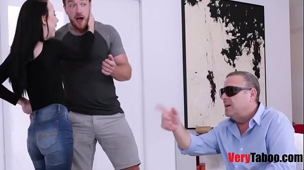 Inconsiderate stepsiblings fuck infront of blind stepdad