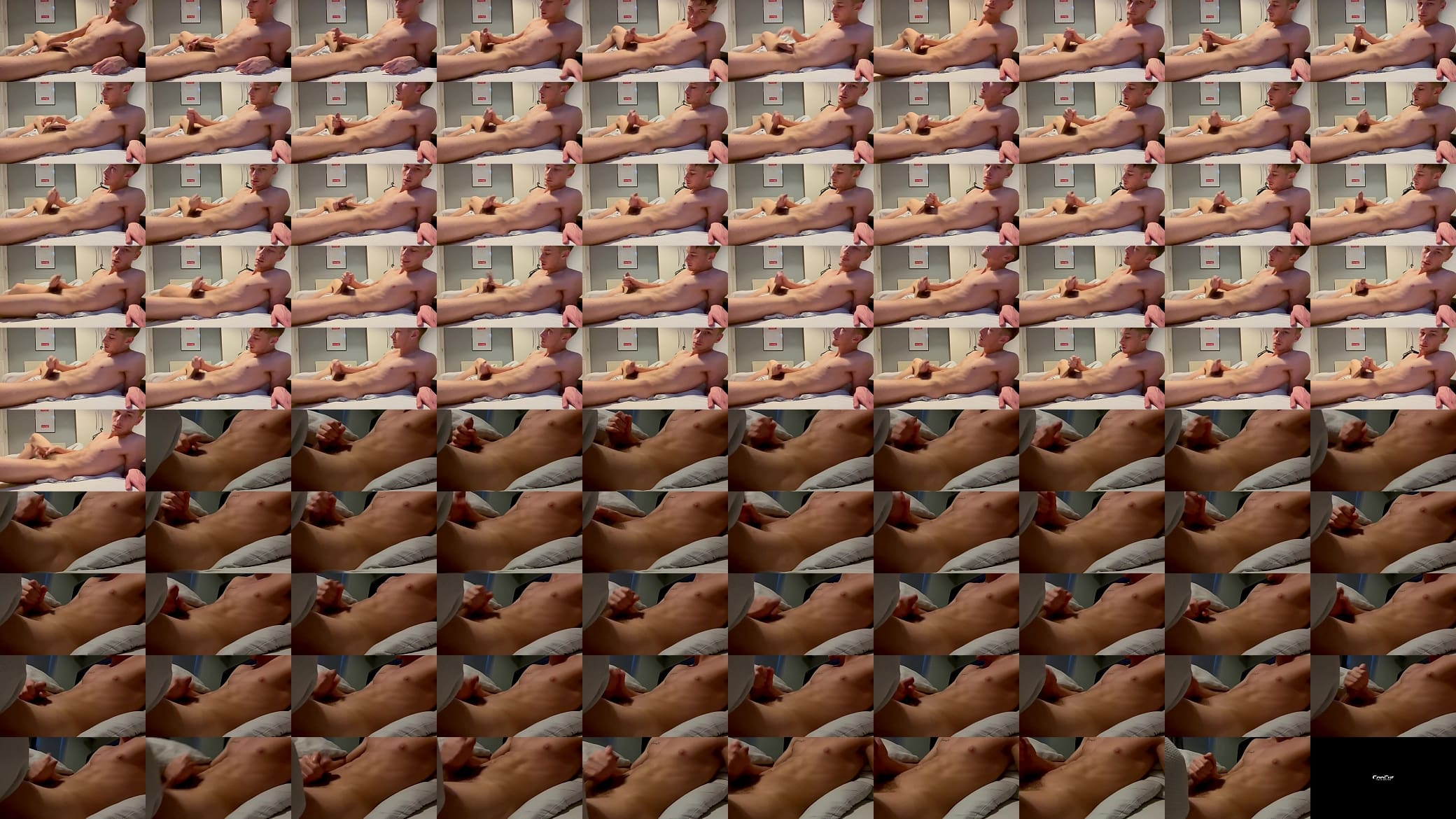 Hot guy gets naked and jerks off in bed 预览图