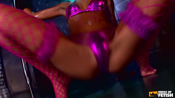 Naughty Japanese stripper pleases her hairy pussy with a big toy