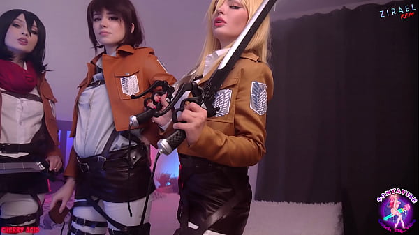 4K Mikasa & Historia & Sasha 3some Fuck