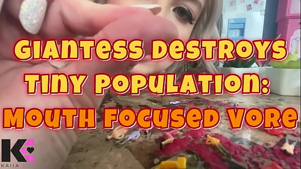 Giantess Destroys Tiny Population: Mouth focused Vore