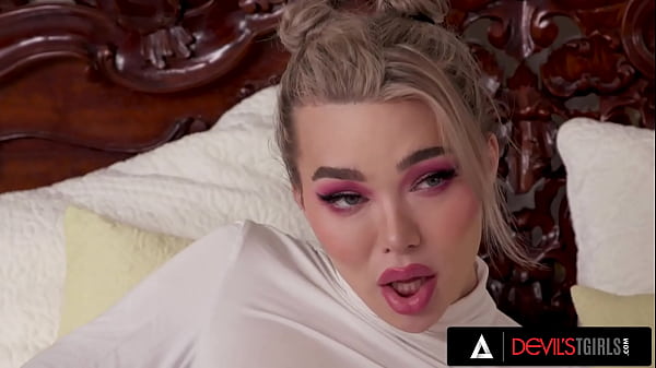 DEVILS TGIRLS - Gorgeous Trans Emma Rose Gets Her Face And Asshole Fucked Hard