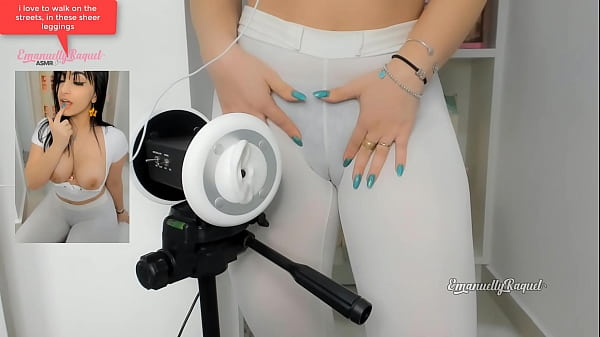 Caught on tape ASMR Porn sexy youtuber wearing transparent yoga pants teasing and moaning in your ears 3dio mic