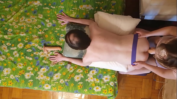 Anastasia Mistress pegging man in the ass