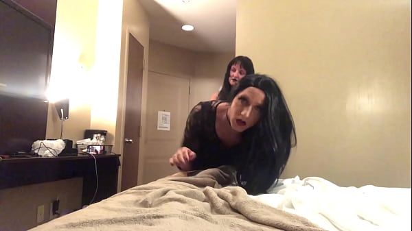 Dominatrix Pegs Goth Crossdresser and Makes Her Swallow Cum