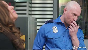 Ebony Traveler and Busty Brunette Get Searched and Fucked by TSA Agent