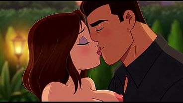 パーティーでのブラインドキスが燃え上がる欲望に火をつけ、セクシーでグラマラスなルームメイトとの情熱的な夜へと繋がる(AI生成)
