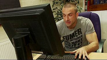 A blonde stripper with big boobs, wearing lingerie and fishnet stockings gets it on with a...