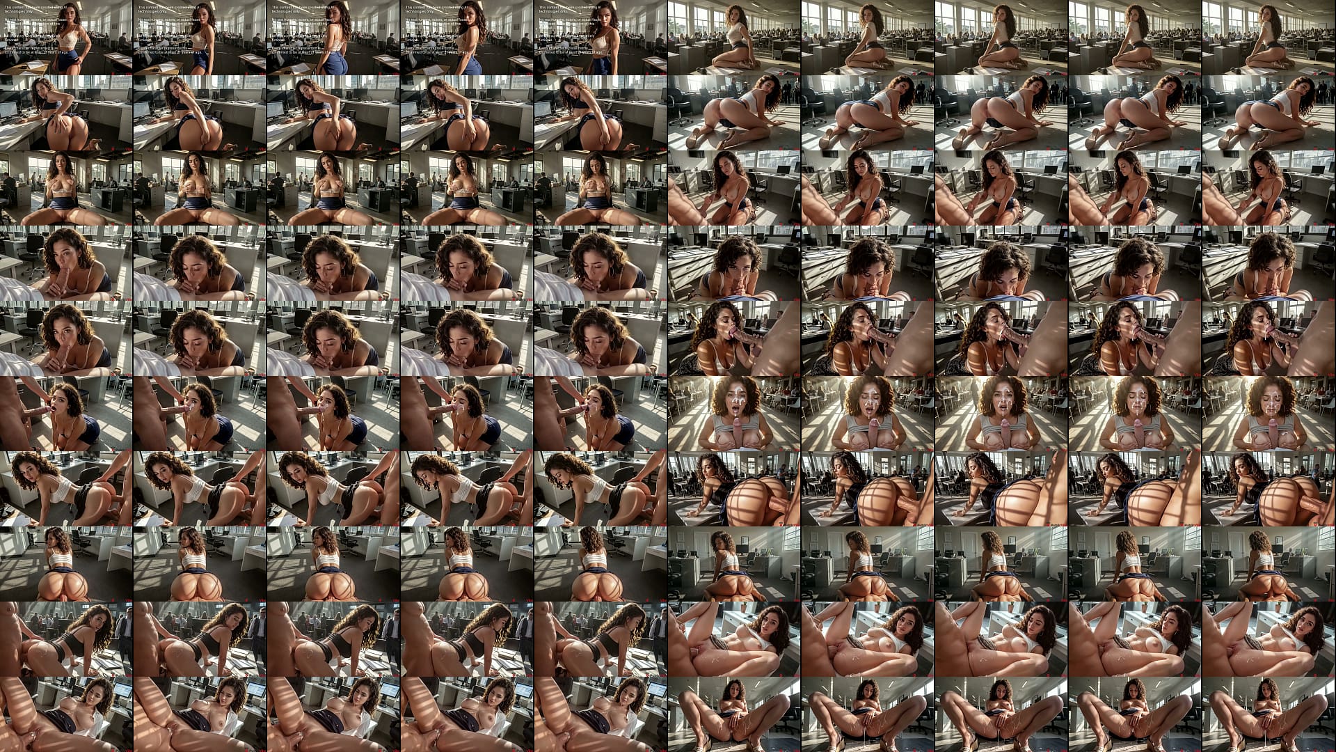 Hard sex in public, curly bitch in the office, cum on her face[Ai] 预览图