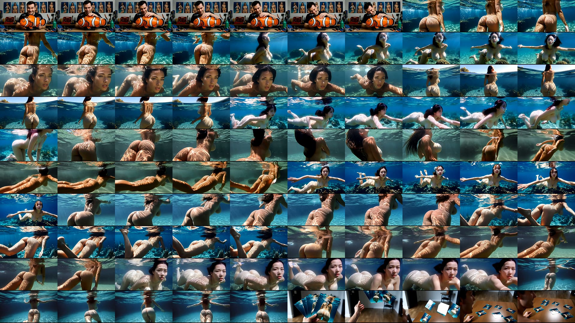 Spy fish observes women underwater. produced with AI 预览图