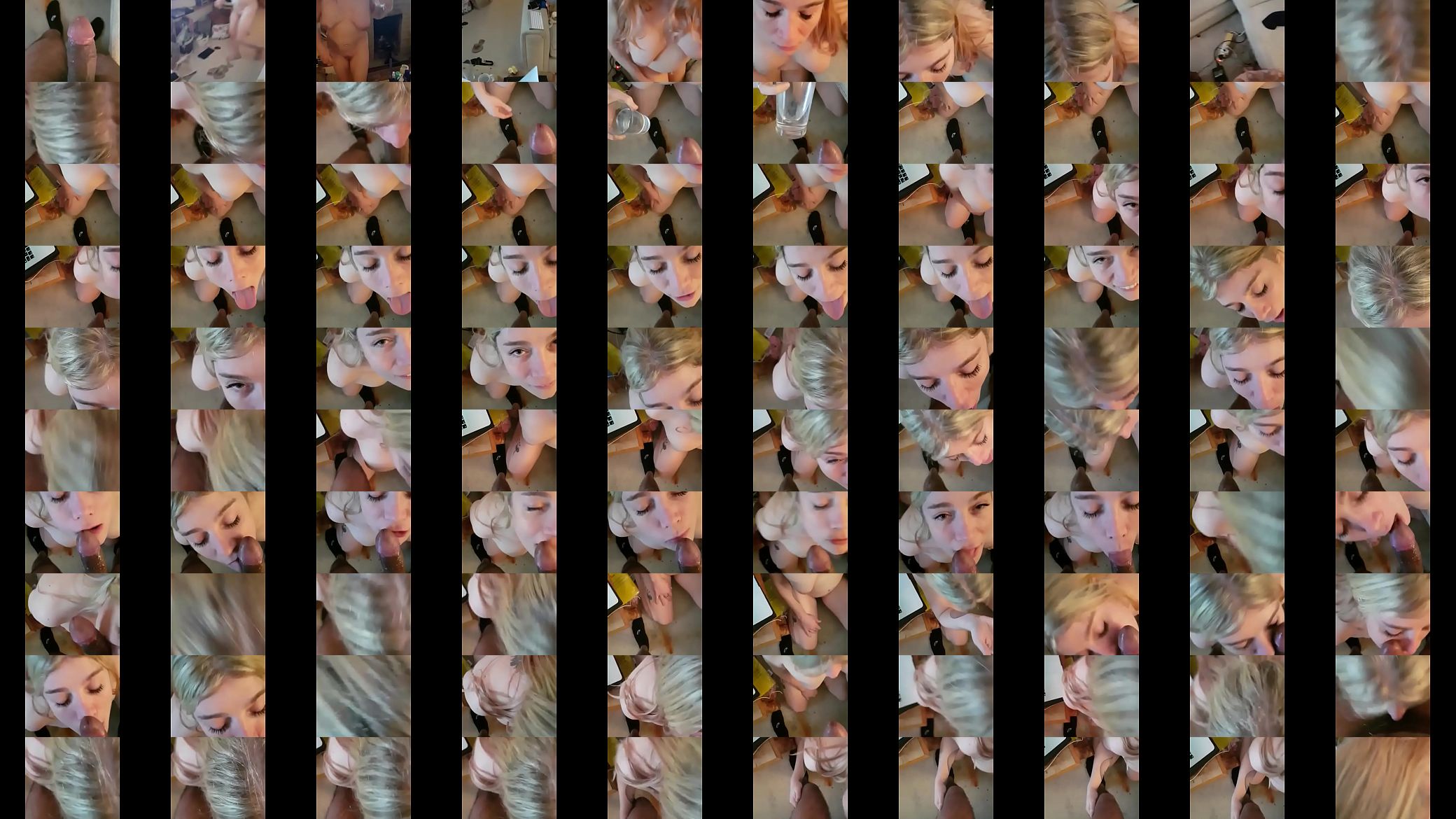 Obedient posh blondie tgirl kneeling for black cock, gagging &amp; drinking piss 预览图