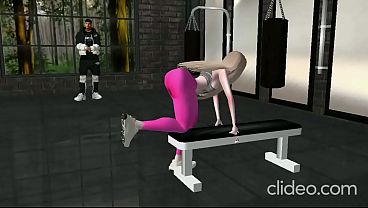 Beautiful young woman pays the perverted gym owner with her body