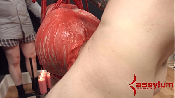 Redhead babe turned into pig with hot wax and prepped for anal