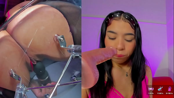 How horny to see this lesbian sucking the machine and with the vibrator in her wet pussy