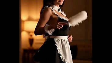 Naughty French Maid Sensual Cleaning Tease | AI Generated