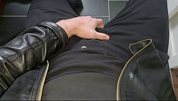 PhantomGentX Leather Stroke! Muscular Master Unzips & Cums Hard