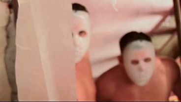 Blonde with light eyes fucked by two men