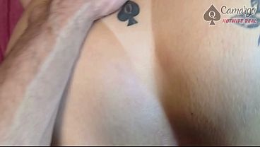 The cuckolded husband's friend went really deep and came inside her vagina.