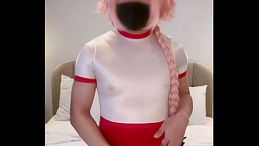 astolfo femboy inserts glass dildo and cums