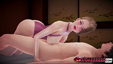 Kanojo with Big Tits 3D Hentai - Frenulum Licking Fetish for Big Dick, On Top Titfuck Stimulation, Footjob in White Stockings Leading to Cumshot