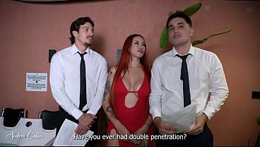 An interview ends with a threesome with two cocks in my pussy - Andrea Castro, Papi Rodriguez & Joe Dimarco