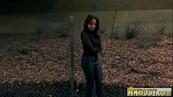 Leather pants French MILF Anissa Kate picked up and fucked