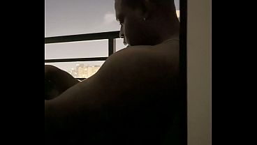 Blowjob on the hotel balcony with my roommate -amateur couple- nysdel