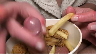 Food Fetish Blow Job in Chicken and Fries and Eat this with Taste