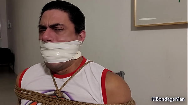 Rod Lemos tied up and gagged cumming