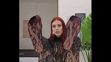 Teasing in Sheer Snakeskin Fishnet Bodysuit Full Body Worship 37 sec