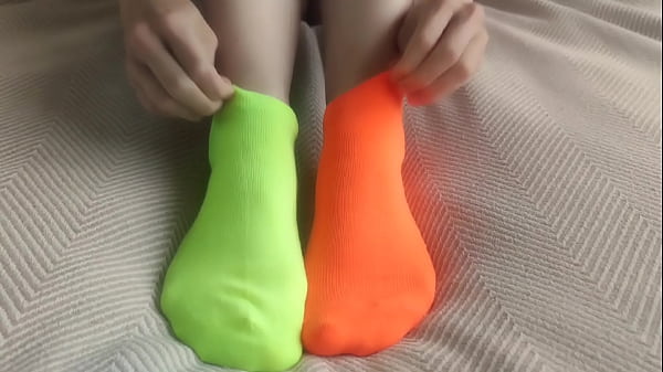 My feet are in colorful mismatched socks for pleasure - Hot Sockjob