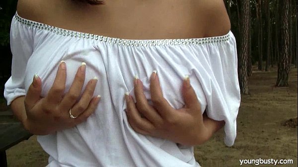 Busty teen Rita masturbate outdoors