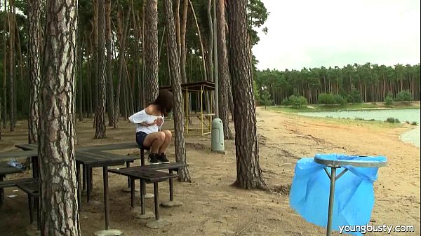 Busty teen Rita masturbate outdoors