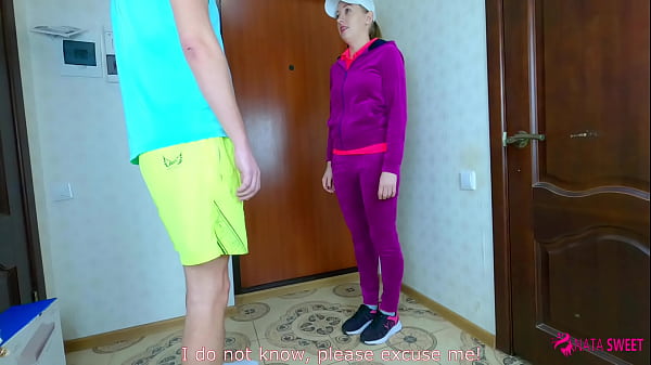 Hot delivery girl suck dick and get fast sex in velour tracksuit! Russian homemade porn with talking - Nata Sweet