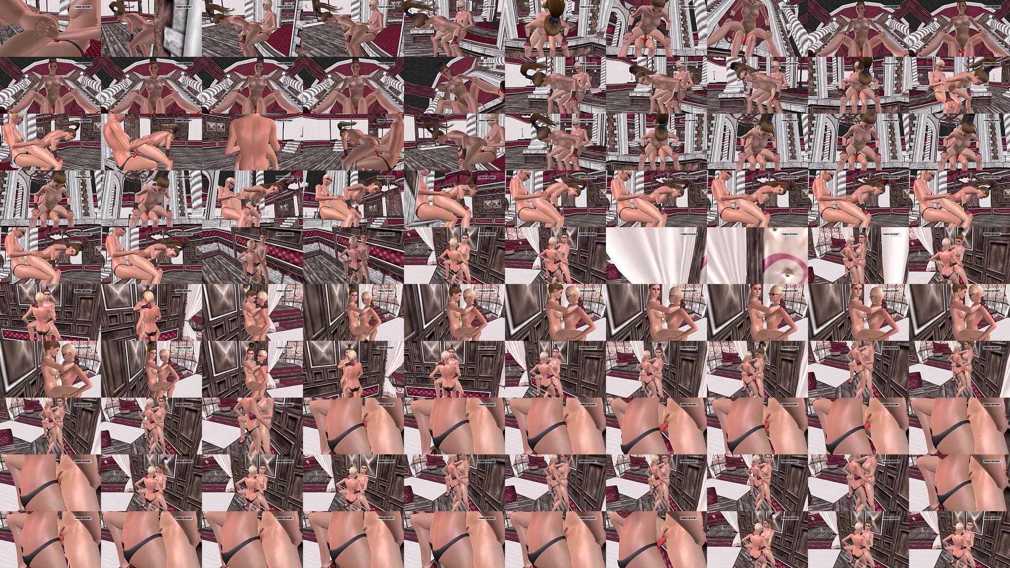 Animated 3D lesbian cartoon porn video of two cute girl doing sex in two different positions using strapon 预览图