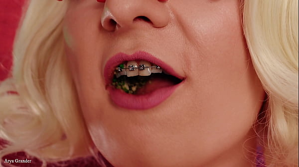 ASMR mukbang latex eating video - in braces